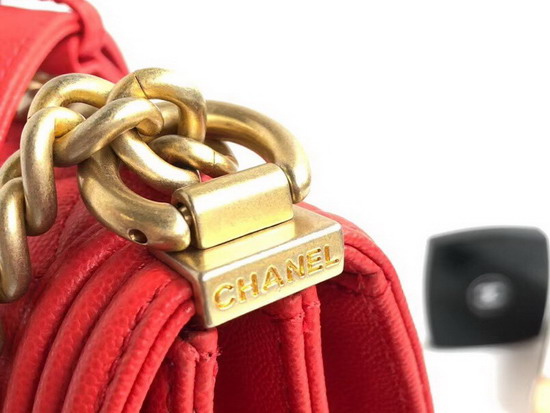 Boy Chanel Handbag in Red Grained Calfskin AS0130