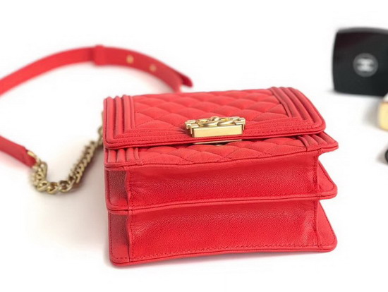 Boy Chanel Handbag in Red Grained Calfskin AS0130