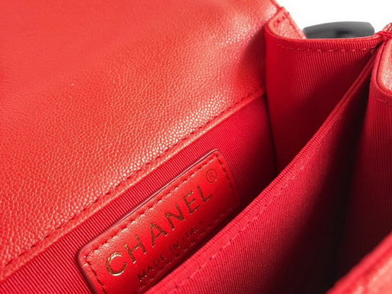 Boy Chanel Handbag in Red Grained Calfskin AS0130