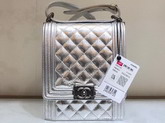 Boy Chanel Handbag in Silver Goatskin AS0130