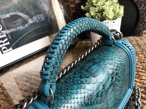 Boy Chanel Handbag with Handle Emerald Python For Sale