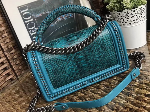 Boy Chanel Handbag with Handle Emerald Python For Sale