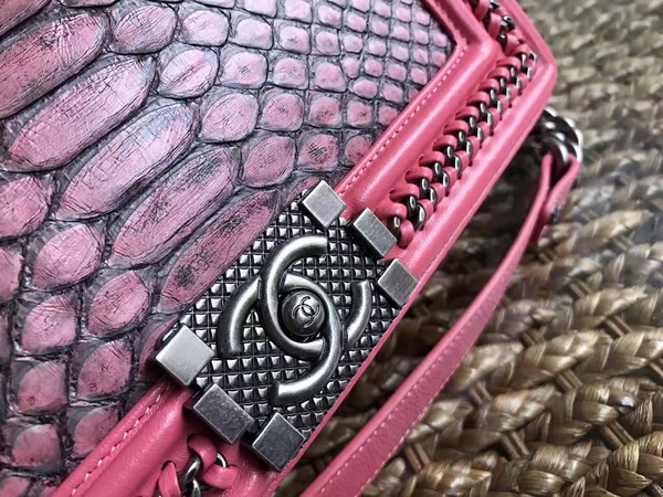 Boy Chanel Handbag with Handle Pink Python For Sale