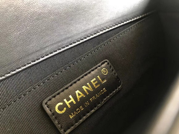 Boy Chanel Handbag with Top Handle Black Lambskin