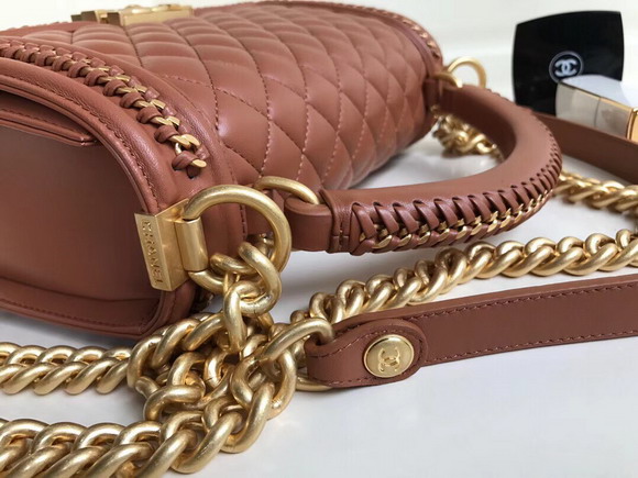 Boy Chanel Handbag with Top Handle Light Brown Lambskin