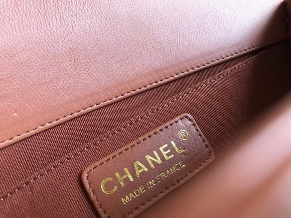 Boy Chanel Handbag with Top Handle Light Brown Lambskin