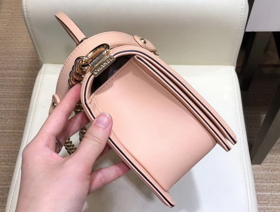 Boy Chanel Handbag with Top Handle Pink Calfskin with Gold Hardware