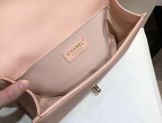 Boy Chanel Handbag with Top Handle Pink Calfskin with Gold Hardware