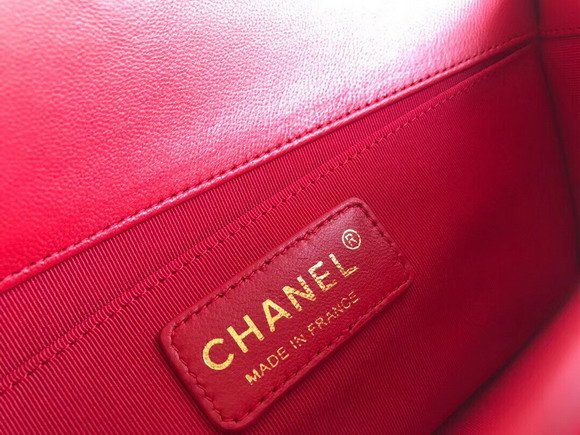 Boy Chanel Handbag with Top Handle Red Lambskin