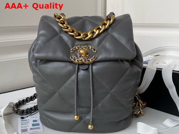 Chanel 19 Backpack in Grey Lambskin AS4223 Replica