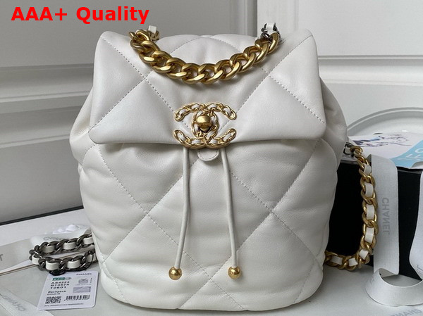 Chanel 19 Backpack in White Lambskin AS4223 Replica