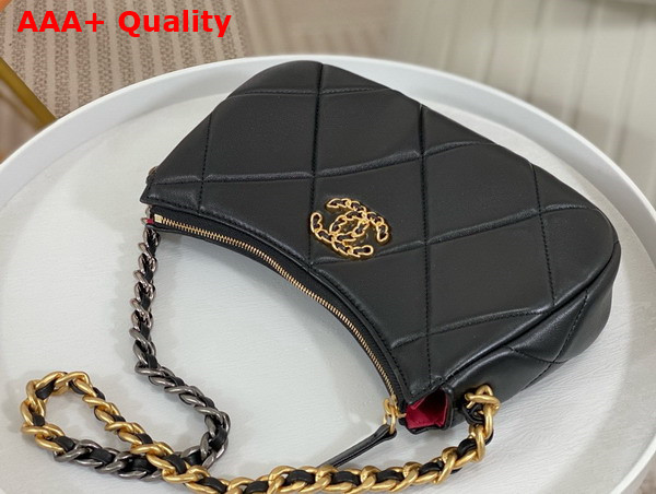 Chanel 19 Clutch with Chain Black Lambskin Gold Tone Silver Tone and Ruthenium Finish Metal AP3763 Replica