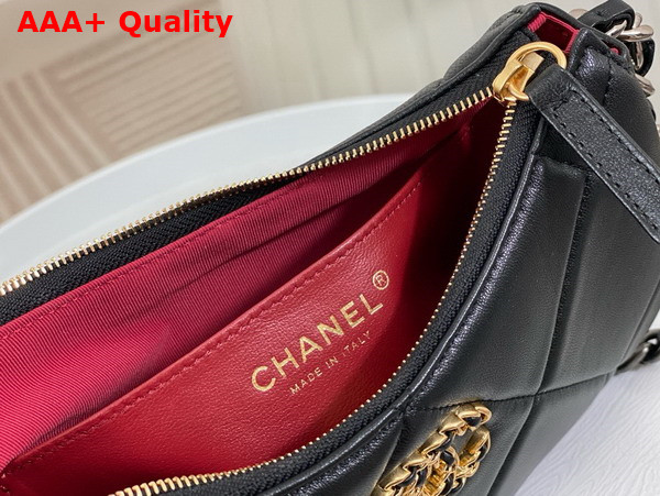 Chanel 19 Clutch with Chain Black Lambskin Gold Tone Silver Tone and Ruthenium Finish Metal AP3763 Replica