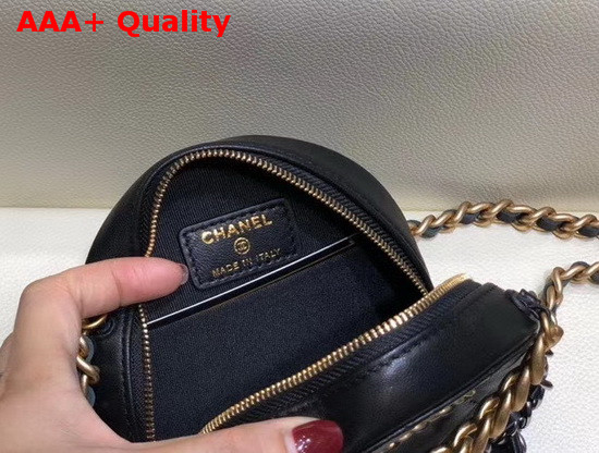 Chanel 19 Clutch with Chain Lambskin Gold Tone Silver Tone and Ruthenium Finish Metal Black AP0945 Replica