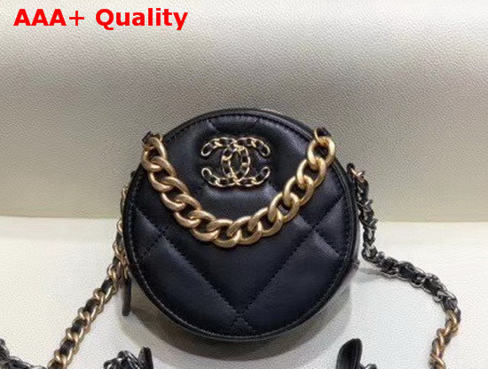 Chanel 19 Clutch with Chain Lambskin Gold Tone Silver Tone and Ruthenium Finish Metal Black AP0945 Replica