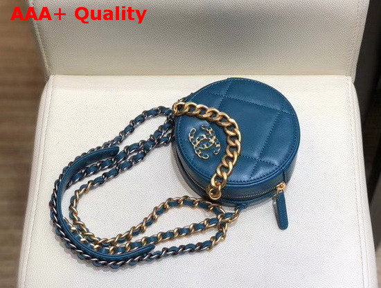 Chanel 19 Clutch with Chain Lambskin Gold Tone Silver Tone and Ruthenium Finish Metal Blue AP0945 Replica