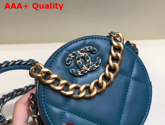 Chanel 19 Clutch with Chain Lambskin Gold Tone Silver Tone and Ruthenium Finish Metal Blue AP0945 Replica