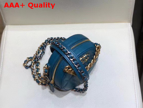 Chanel 19 Clutch with Chain Lambskin Gold Tone Silver Tone and Ruthenium Finish Metal Blue AP0945 Replica