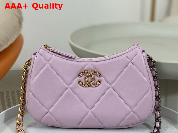 Chanel 19 Clutch with Chain Lilac Lambskin Gold Tone Silver Tone and Ruthenium Finish Metal AP3763 Replica