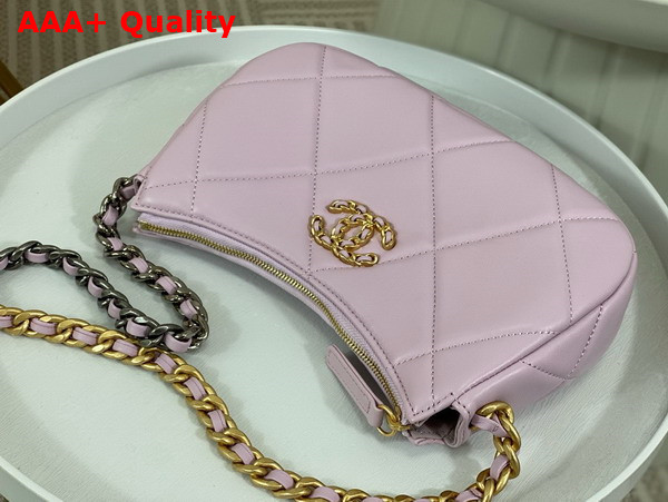 Chanel 19 Clutch with Chain Lilac Lambskin Gold Tone Silver Tone and Ruthenium Finish Metal AP3763 Replica