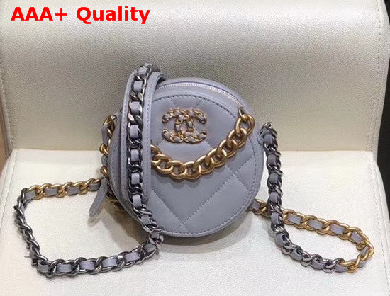 Chanel 19 Clutch with Chain Shiny Goatskin Gold Tone Silver Tone and Ruthenium Finish Metal Grey AP0945 Replica