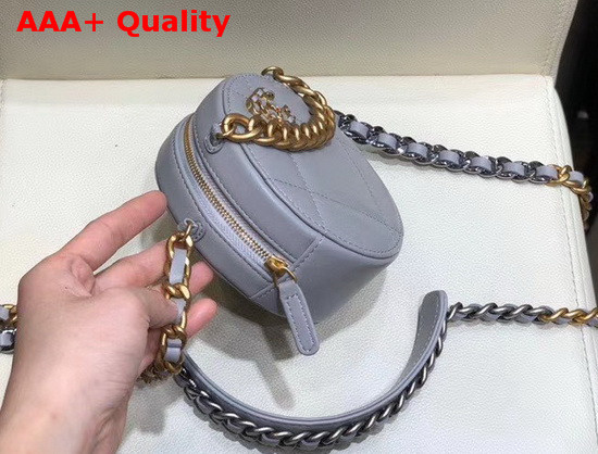 Chanel 19 Clutch with Chain Shiny Goatskin Gold Tone Silver Tone and Ruthenium Finish Metal Grey AP0945 Replica