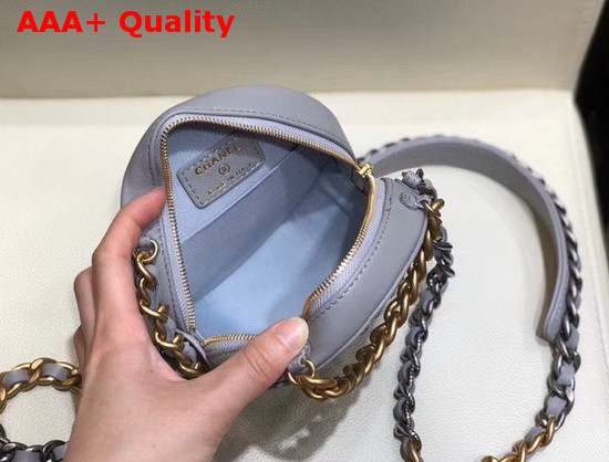 Chanel 19 Clutch with Chain Shiny Goatskin Gold Tone Silver Tone and Ruthenium Finish Metal Grey AP0945 Replica