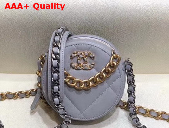 Chanel 19 Clutch with Chain Shiny Goatskin Gold Tone Silver Tone and Ruthenium Finish Metal Grey AP0945 Replica