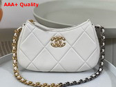 Chanel 19 Clutch with Chain White Lambskin Gold Tone Silver Tone and Ruthenium Finish Metal AP3763 Replica