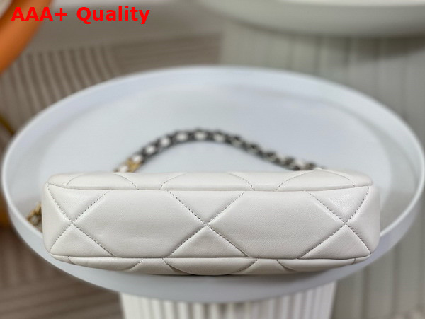 Chanel 19 Clutch with Chain White Lambskin Gold Tone Silver Tone and Ruthenium Finish Metal AP3763 Replica