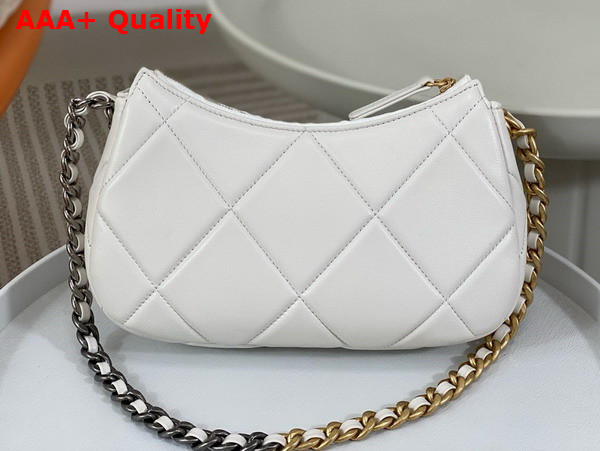 Chanel 19 Clutch with Chain White Lambskin Gold Tone Silver Tone and Ruthenium Finish Metal AP3763 Replica