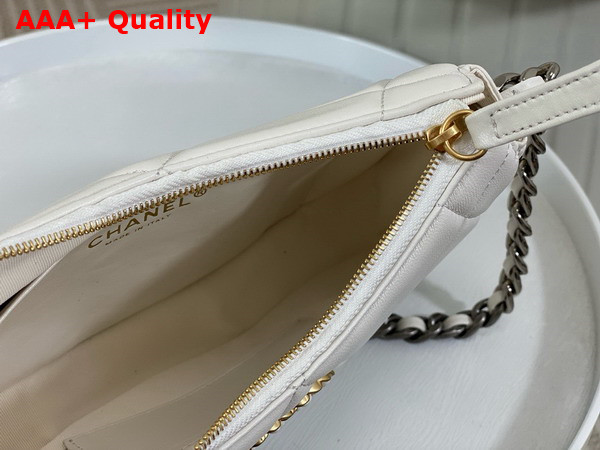 Chanel 19 Clutch with Chain White Lambskin Gold Tone Silver Tone and Ruthenium Finish Metal AP3763 Replica