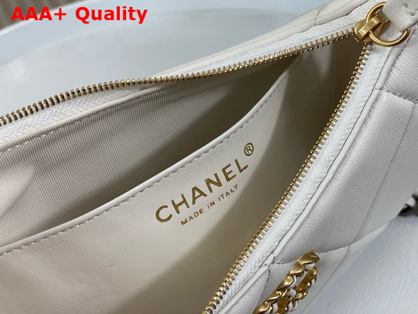 Chanel 19 Clutch with Chain White Lambskin Gold Tone Silver Tone and Ruthenium Finish Metal AP3763 Replica