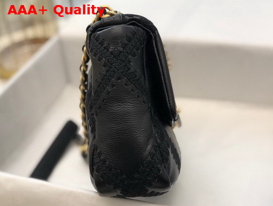 Chanel 19 Flap Bag Calfskin Crochet Gold Tone Silver Tone and Ruthenium Finish Metal Black AS1160 Replica