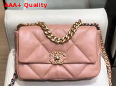 Chanel 19 Flap Bag Goatskin Gold Tone Silver Tone and Ruthenium Finish Metal Light Pink AS1160 Replica