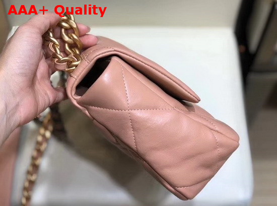 Chanel 19 Flap Bag Goatskin Gold Tone Silver Tone and Ruthenium Finish Metal Light Pink AS1160 Replica