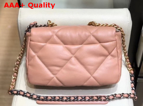 Chanel 19 Flap Bag Goatskin Gold Tone Silver Tone and Ruthenium Finish Metal Light Pink AS1160 Replica