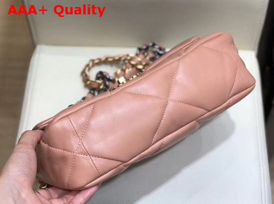 Chanel 19 Flap Bag Goatskin Gold Tone Silver Tone and Ruthenium Finish Metal Light Pink AS1160 Replica