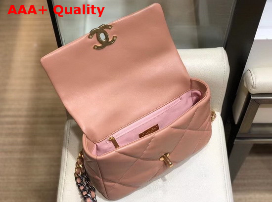 Chanel 19 Flap Bag Goatskin Gold Tone Silver Tone and Ruthenium Finish Metal Light Pink AS1160 Replica