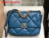 Chanel 19 Flap Bag Lambskin Gold Tone Silver Tone and Ruthenium Finish Metal Blue AS1160 Replica