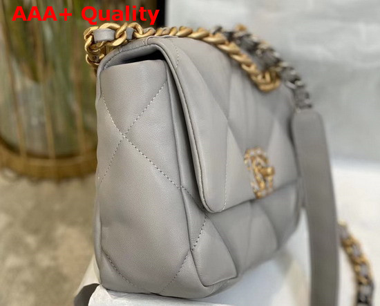 Chanel 19 Flap Bag Lambskin Gold Tone Silver Tone and Ruthenium Finish Metal Grey AS1160 Replica