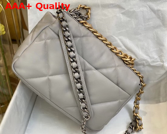 Chanel 19 Flap Bag Lambskin Gold Tone Silver Tone and Ruthenium Finish Metal Grey AS1160 Replica