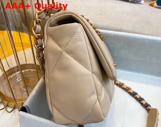 Chanel 19 Flap Bag in Beige Lambskin AS1160 Replica