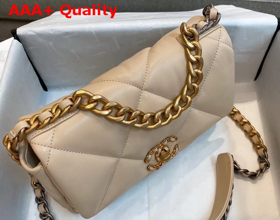 Chanel 19 Flap Bag in Beige Lambskin AS1160 Replica