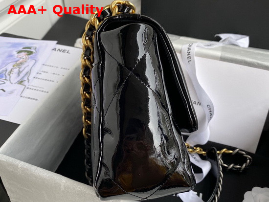 Chanel 19 Flap Bag in Black Shiny Crumpled Calfskin Gold Tone Silver Tone and Ruthenium Finish Metal AS1160 Replica