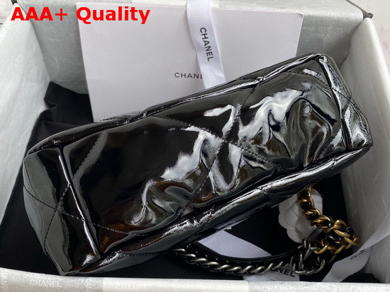 Chanel 19 Flap Bag in Black Shiny Crumpled Calfskin Gold Tone Silver Tone and Ruthenium Finish Metal AS1160 Replica