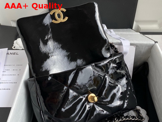 Chanel 19 Flap Bag in Black Shiny Crumpled Calfskin Gold Tone Silver Tone and Ruthenium Finish Metal AS1160 Replica