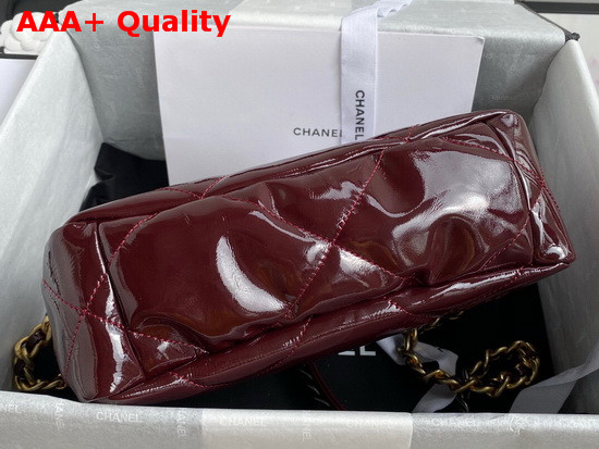 Chanel 19 Flap Bag in Burgundy Shiny Crumpled Calfskin Gold Tone Silver Tone and Ruthenium Finish Metal AS1160 Replica