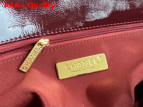 Chanel 19 Flap Bag in Burgundy Shiny Crumpled Calfskin Gold Tone Silver Tone and Ruthenium Finish Metal AS1160 Replica