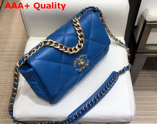 Chanel 19 Flap Bag in Electronic Blue Lambskin AS1160 Replica